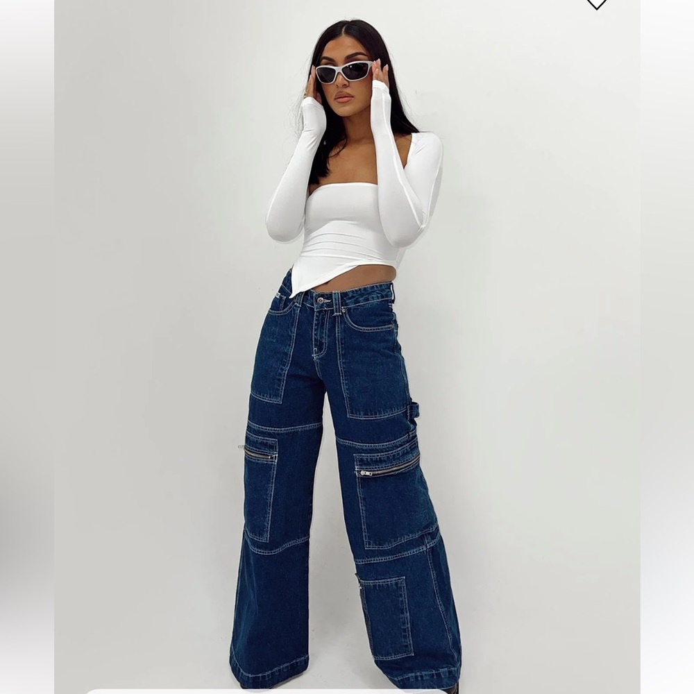The Ragged Priest Blue Wide Leg Jeans